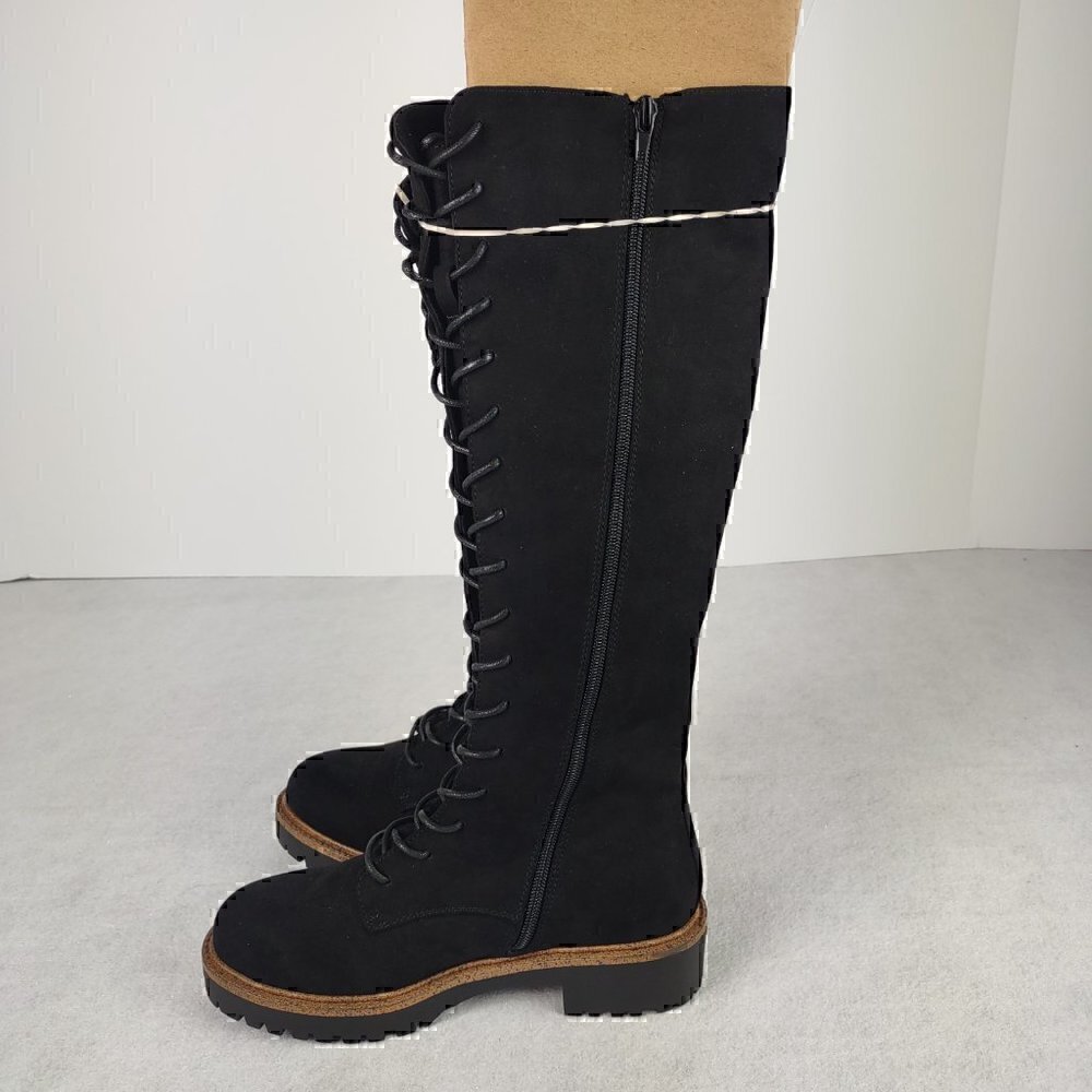 ASOS DESIGN Carolina Chunky Lace Up Knee High Boots In Black Size 5 (NWOT) - Picture 2 of 12